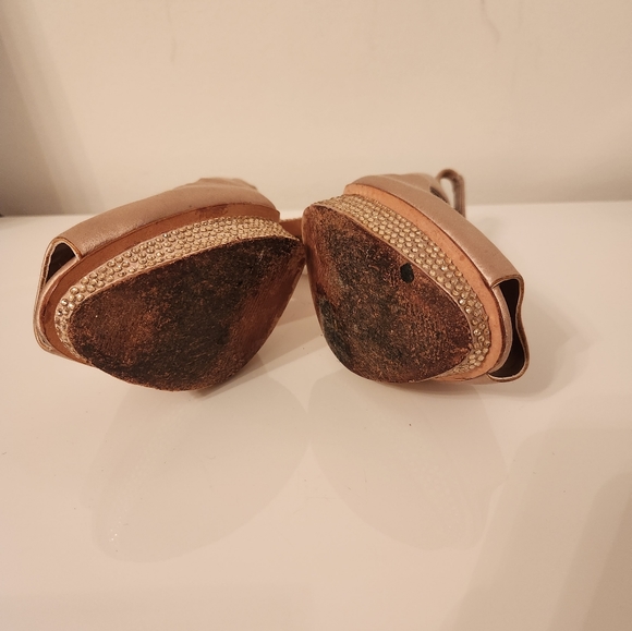 BCBG Max Azria Platform Satin Peeptoe Slingback Heels Crystal Studded Size 9B - Picture 8 of 10